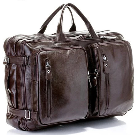 Travel HandBag | Classic Brown Leather Duffel Bag with Multiple Pockets - Stylish and Durable UNISEX