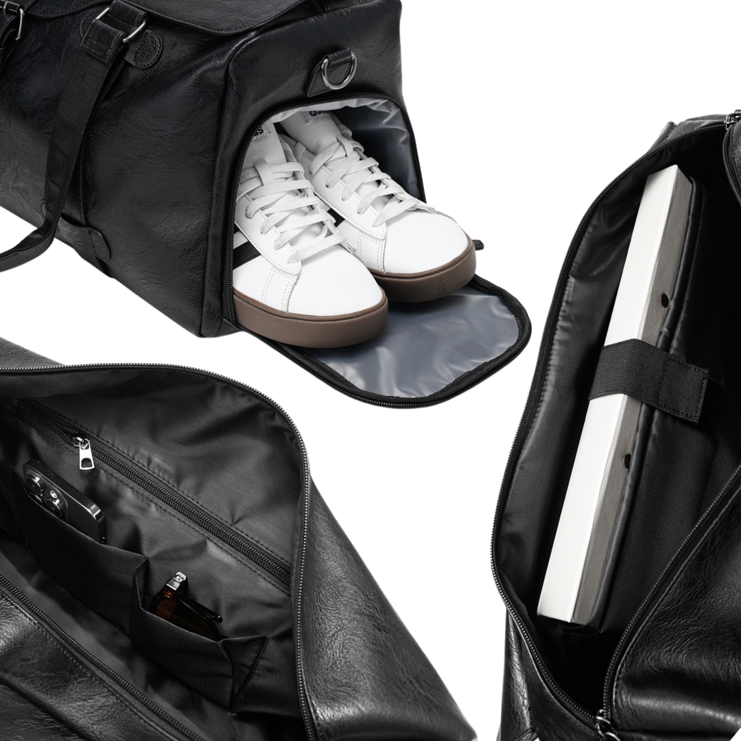 Travel Bag | Men's Waterproof PU Leather Bag –  Sport / Gym / Fitness / training / Travel  [Waterproof/Dry-Wet Separation]