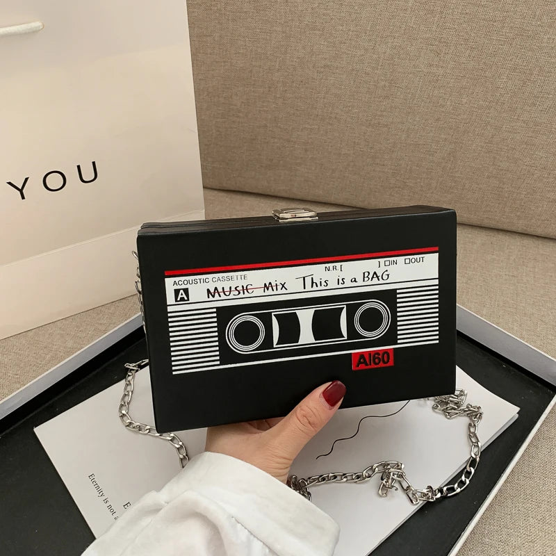 Mini Cross-body Box Bag | Retro Magnetic Tape Radio-Style [hardcase]