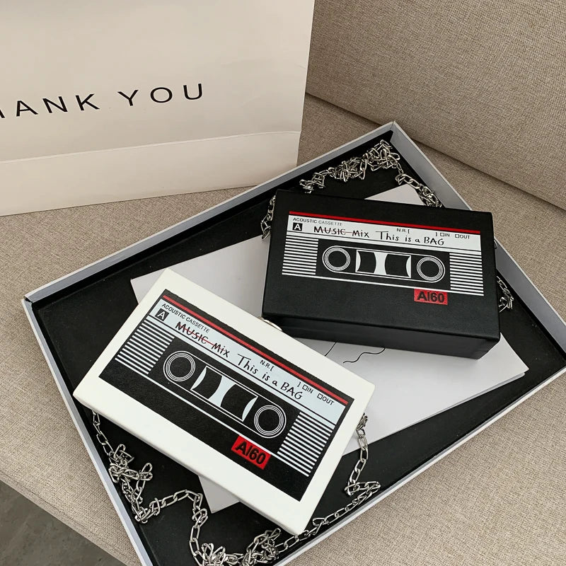 Mini Cross-body Box Bag | Retro Magnetic Tape Radio-Style [hardcase]