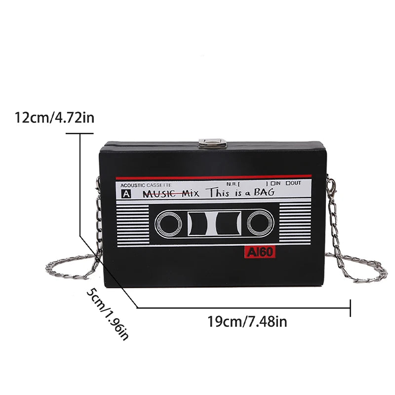 Mini Cross-body Box Bag | Retro Magnetic Tape Radio-Style [hardcase]