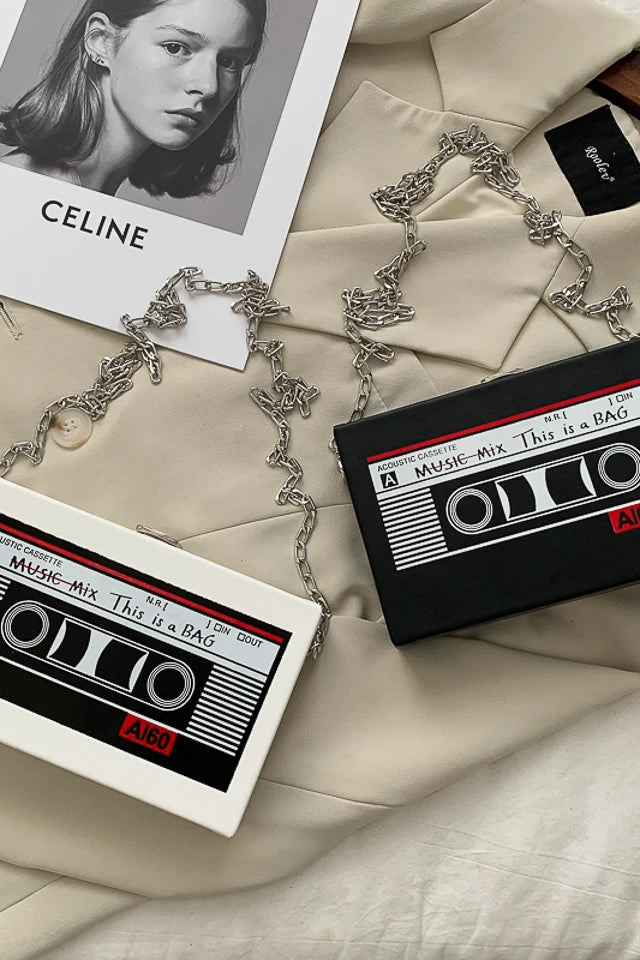 Mini Cross-body Box Bag | Retro Magnetic Tape Radio-Style [hardcase]