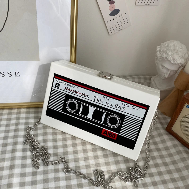 Mini Cross-body Box Bag | Retro Magnetic Tape Radio-Style [hardcase]
