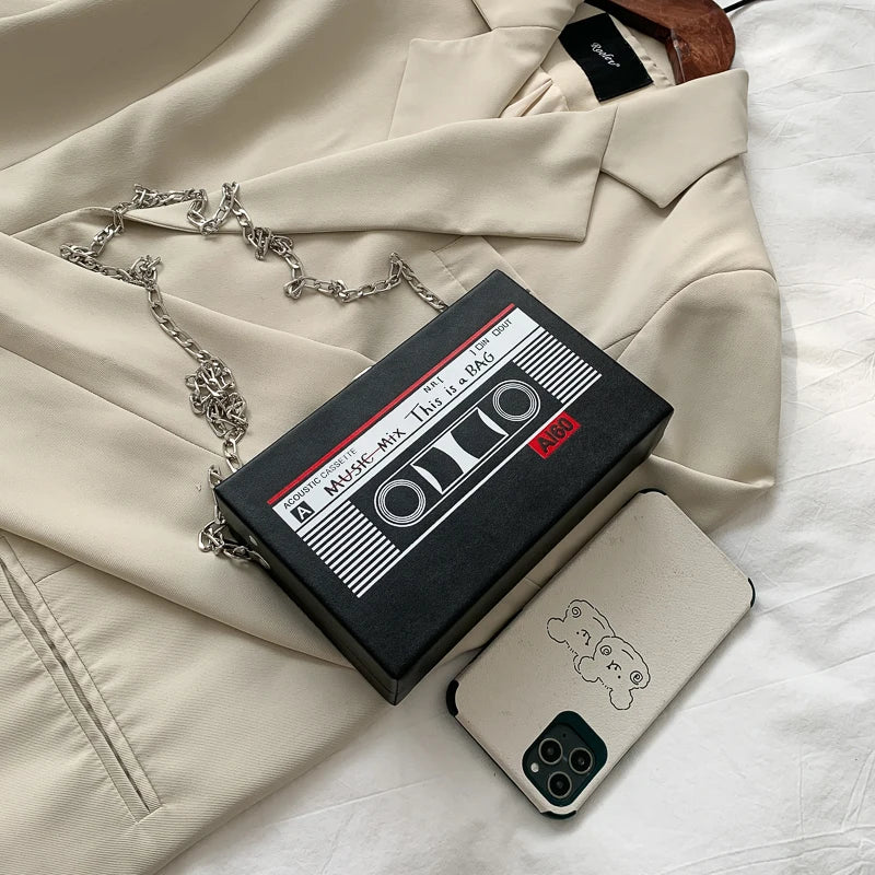 Mini Cross-body Box Bag | Retro Magnetic Tape Radio-Style [hardcase]