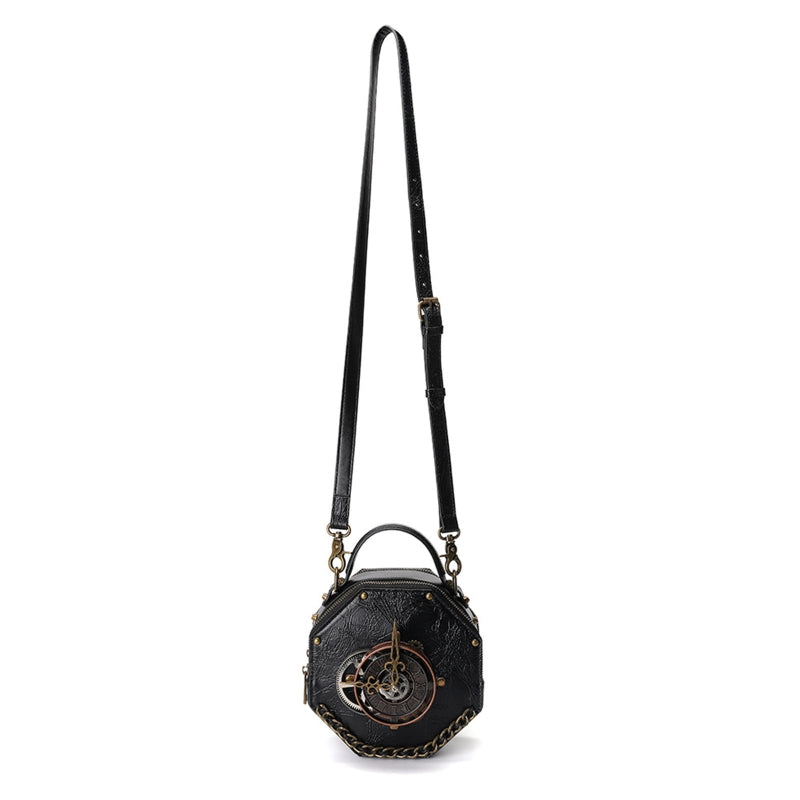 Mini Cross-body Box Bag |  Steampunk Gothic Clock Handbag with Rivets Bag [hard-case]